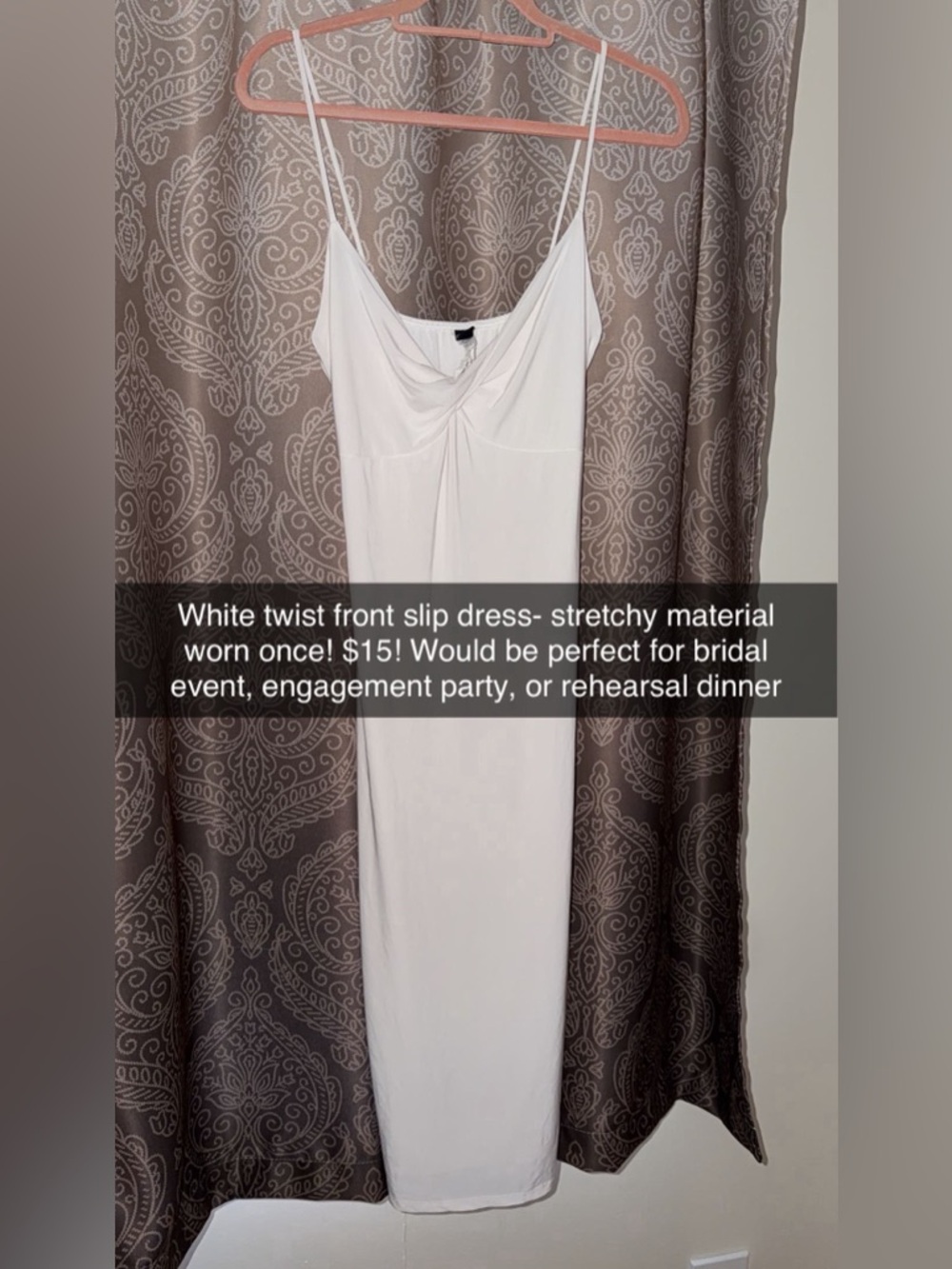 White slip dress with knot front